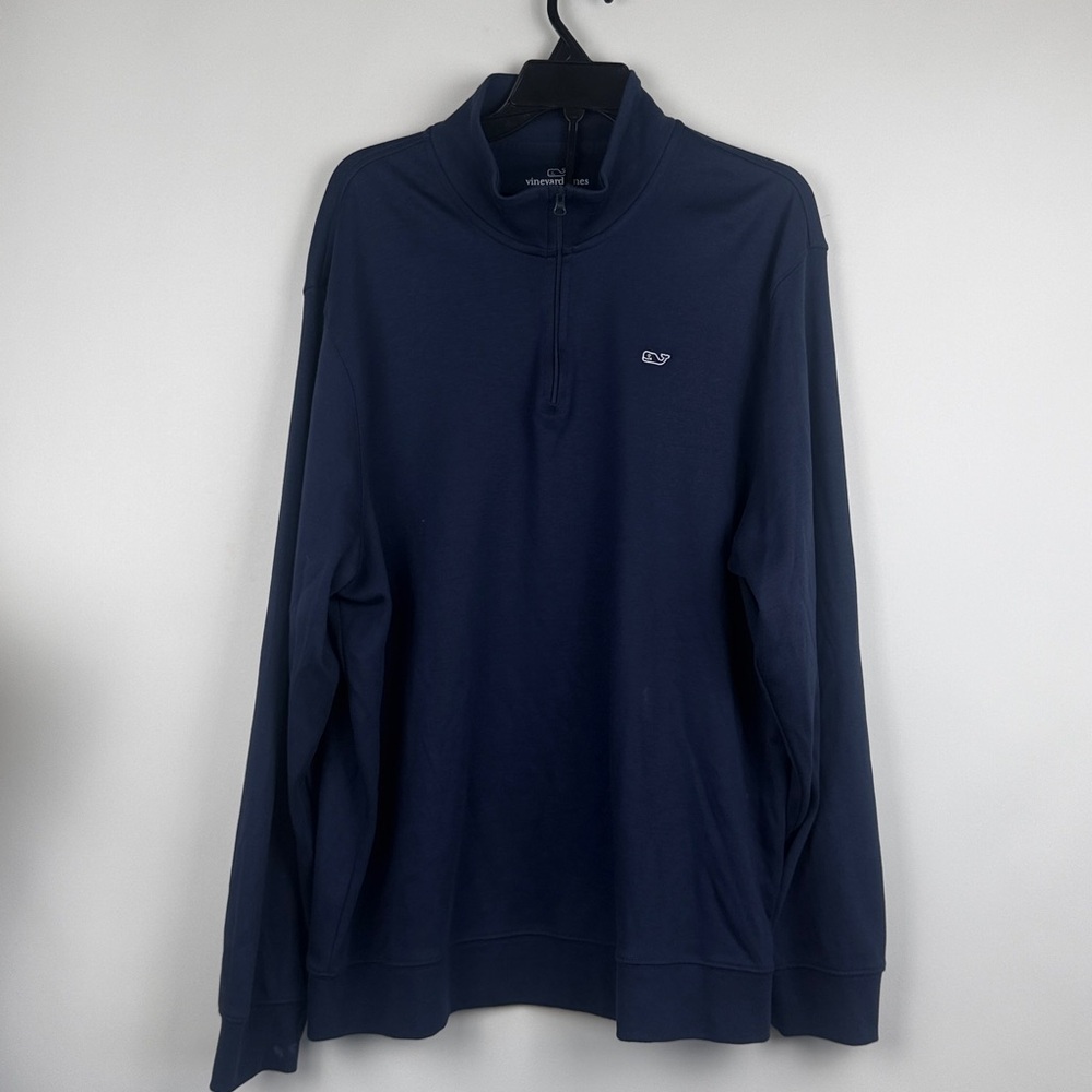 Vineyard Vines Men’s Saltwater Navy Blue Quarter Zip Sweatshirt Pullover XL - Picture 2 of 11